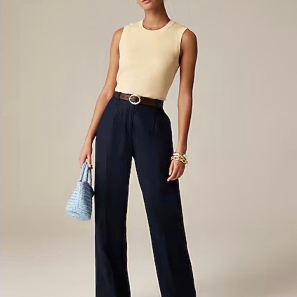 JCrew NWT Essential Wide Leg in Linen Navy Women’s